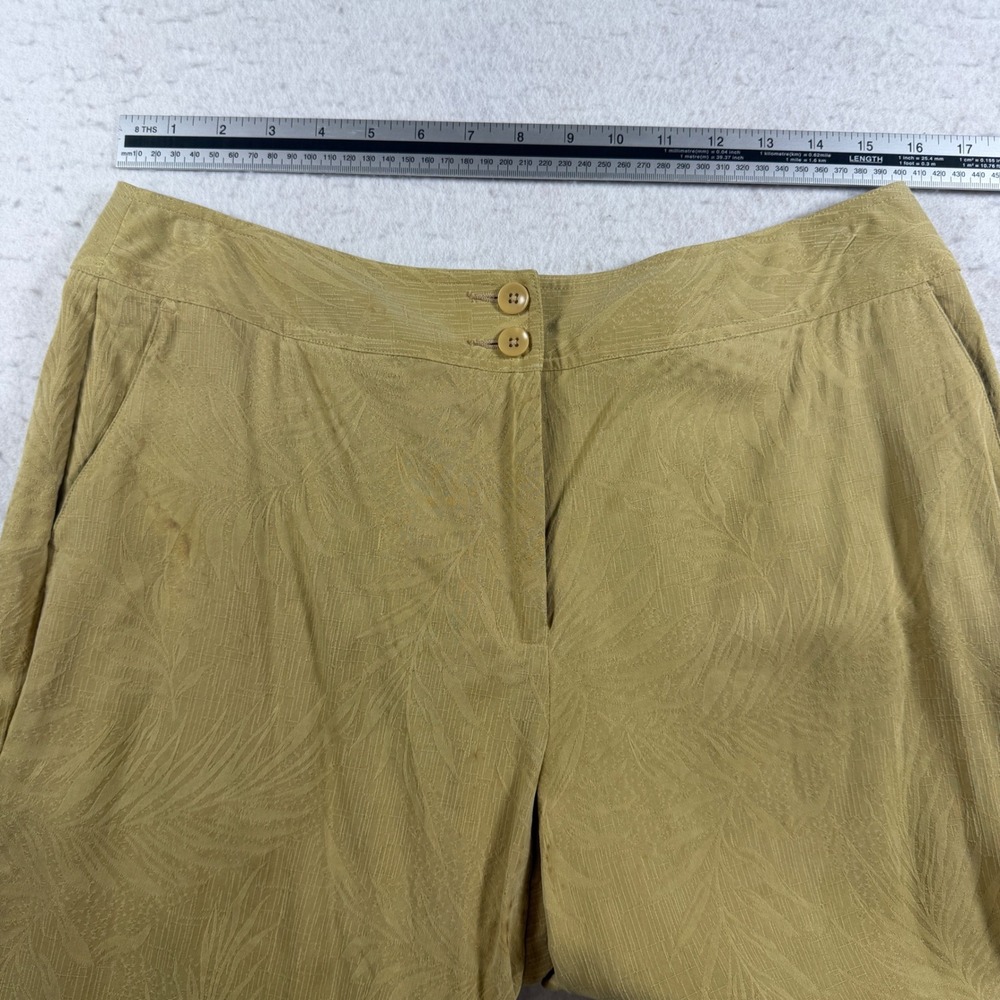 Tommy Bahama Womens Silk 2 Piece Pant Set Tropical Jacquard Tan Size L 12/14 - Picture 7 of 12